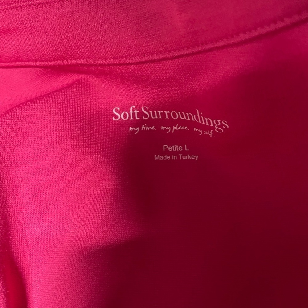 Soft Surroundings tunic length shirt pink popover V-neck top size large petite - Picture 3 of 4